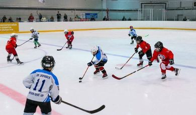 На арене Зарайского ледового спортивного комплекса прошли первые игры Чемпионата Детской Хоккейной Лиги 2023 года среди команд 2015-2016 г.р. 