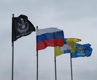Отряд «Княжий стяг» им. Дмитрия Донского ВПК «Русь» в городе Домодедово на соревнованиях байкеров.